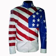 Print Selena Gomez Leather Jacket USA Flag
