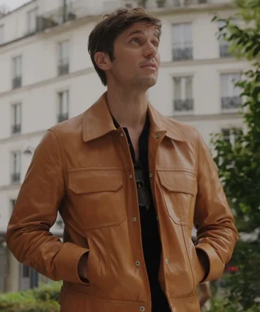 Emily In Paris Lucas Bravo Leather Jacket