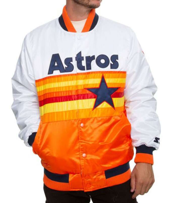 Houston White and Orange Astros Vintage Jacket