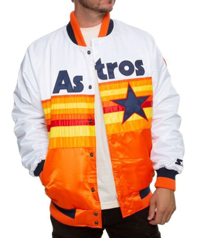 Houston White and Orange Astros Vintage Jacket