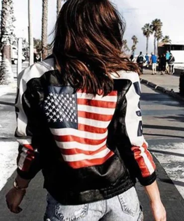 leather USA Flag Jacket