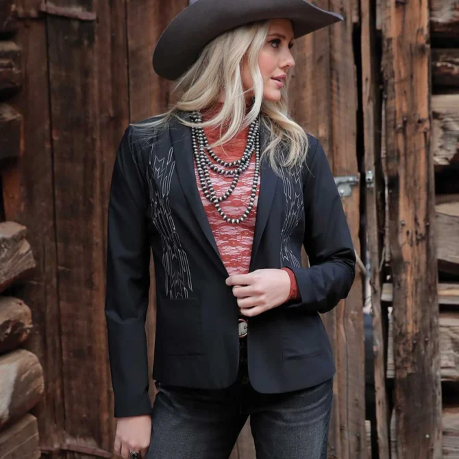 Women's Embroidered Western Style Blazer